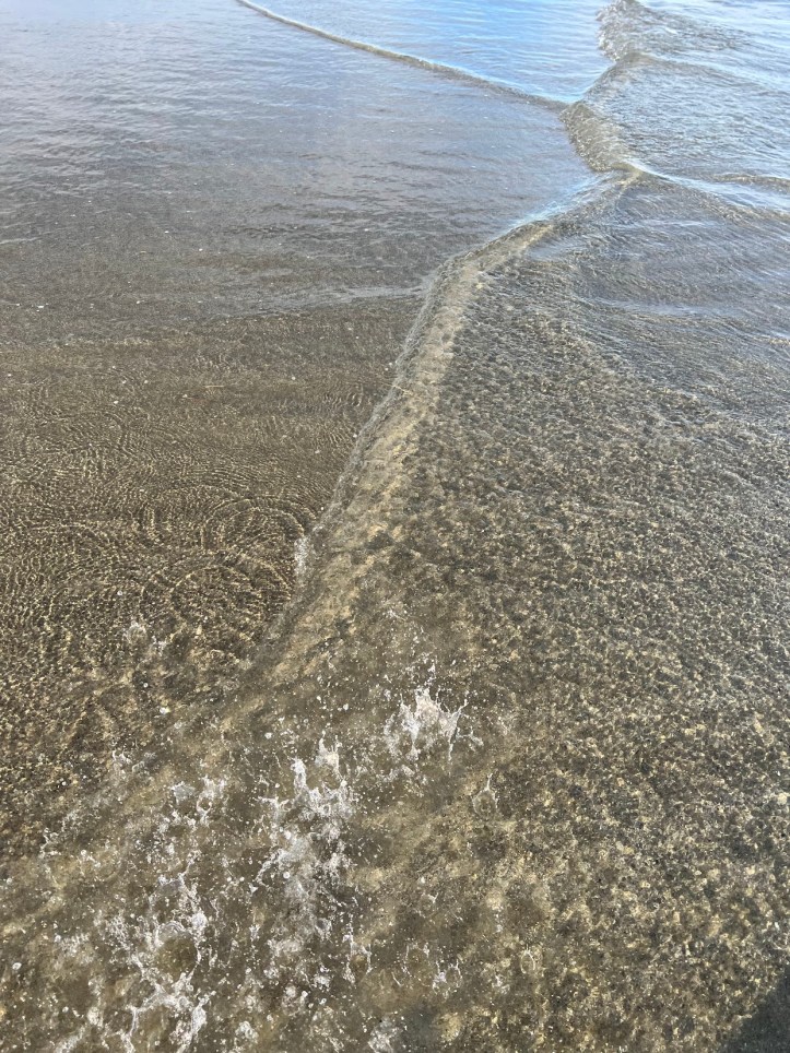 shallow water over sand with splashes and drops